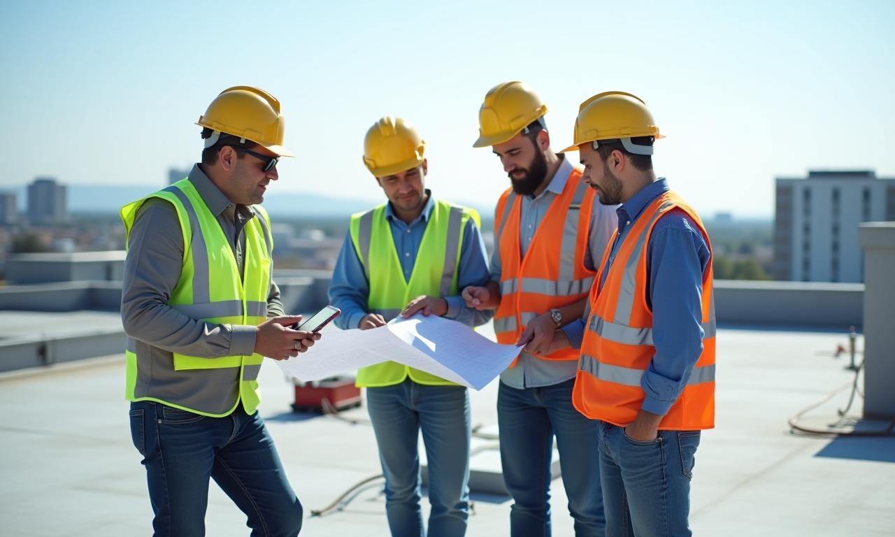 Korellis Roofing Inc. employee-owners conducting a site inspection
