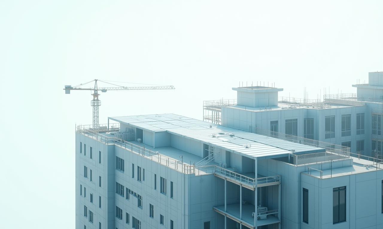 New hospital wing construction with roof nearing completion