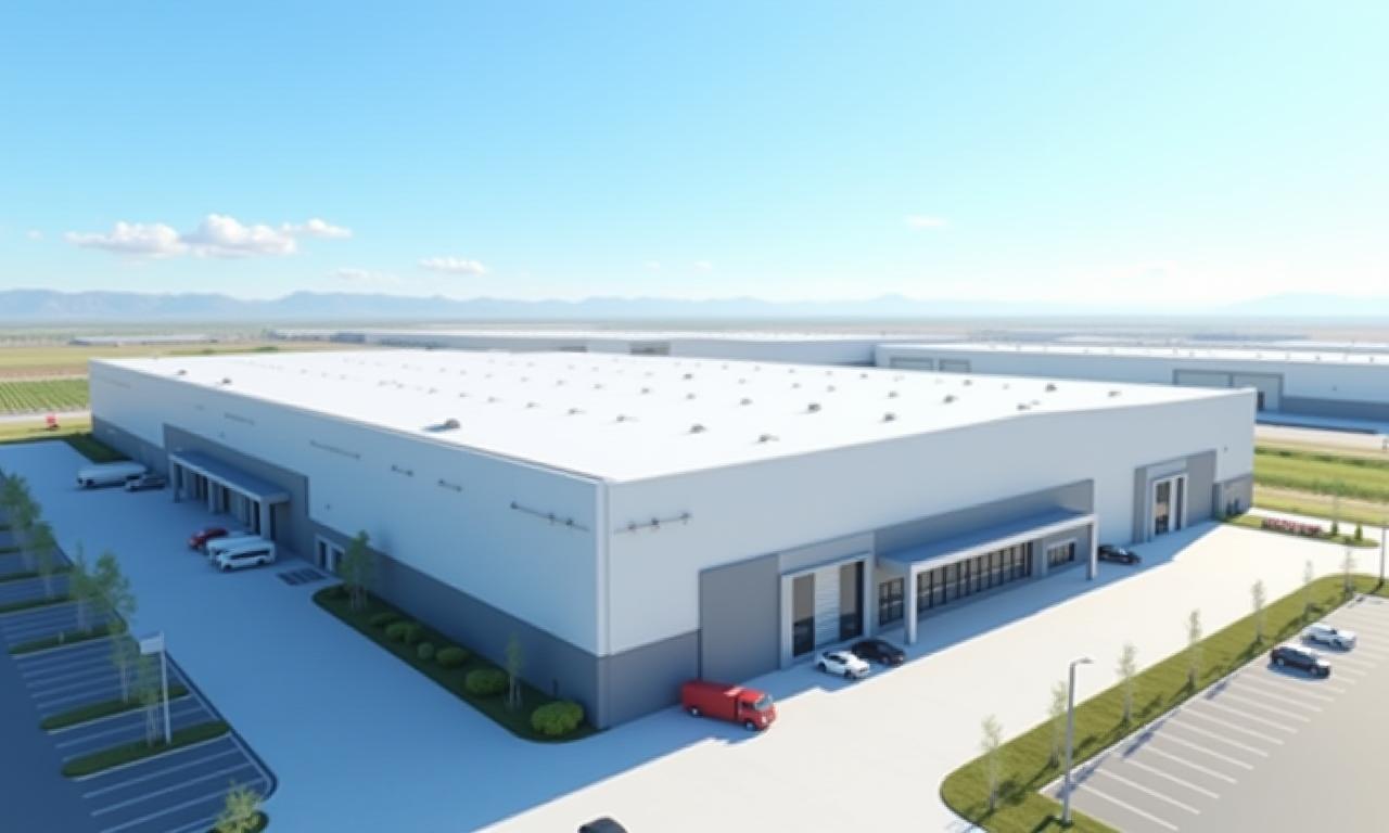 Logistics center building with new roof